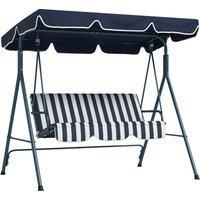 Outsunny Outdoor Swing Chair, 3 Seater Swing Chair with Adjustable Canopy for Patio, Blue and White Aosom UK