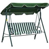 Outsunny 3 Seater Garden Swing Chair with Adjustable Canopy, Steel Frame, Padded Seat, Green