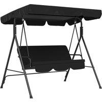 Outsunny Outdoor Swing Chair, 3 Seater Swing Chair with Cushions and Adjustable Canopy for Patio, Black Aosom UK