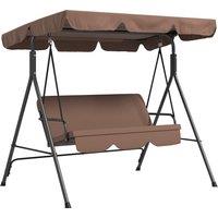 Outsunny Outdoor Swing Chair, 3 Seater Swing Chair with Adjustable Canopy for Patio, Brown Aosom UK