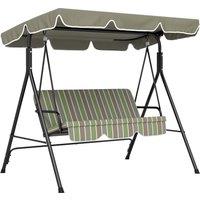 Outsunny Three-Seater Garden Swing Chair, with Adjustable Canopy - Green