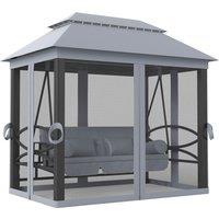 Outsunny 3 Seater Swing Chair Hammock Gazebo Lounger Cushioned Seat Waterproof Grey