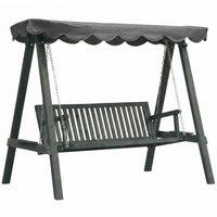 Outsunny 3 Seater Garden Swing Seat with Canopy, Wooden Swing Chair, Outdoor Hammock Bench for Balcony Patio Porch, Grey