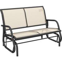 Outsunny Gliding Patio Loveseat: Double Swing Bench for Alfresco Seating, Powder-Coated Steel Frame, Beige Aosom UK
