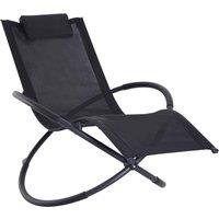 Outsunny Orbital Lounger, Zero Gravity Patio Chaise, Foldable Rocking Chair with Pillow, Black. Aosom UK
