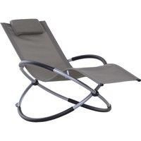 Outsunny Orbital Lounger, Zero Gravity Patio Chaise, Foldable Rocking Chair with Pillow, Grey