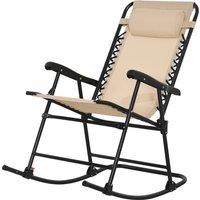 Outsunny Outdoor Folding Rocking Chair, Zero Gravity Design with Headrest, Portable and Comfortable, Beige Aosom UK