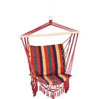 Outsunny Hammock Chair Swing Colourful Striped Tree Hanging Seat Porch Indoor Outdoor Fabric Garden Furniture Aosom UK