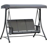 Outsunny 3 Person Outdoor Patio Porch Swing Chair with High Back Design, Side Pouches and Adjustable Canopy, Charcoal Grey Aosom UK