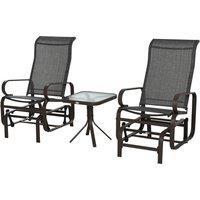 Outsunny 3 piece Outdoor Swing Chair with Tea Table Set, Patio Garden Rocking Furniture