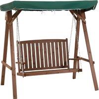 Outsunny Fir Wood 2-Seater Outdoor Garden Swing Chair w/ Canopy Green