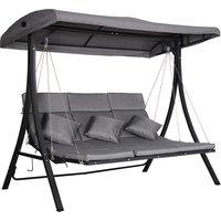 Outsunny Steel Pipe 3-Seater Outdoor Garden Recliner Swing Chair Grey