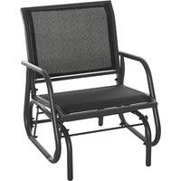 Outsunny Outdoor Gliding Swing Chair Garden Seat w/ Mesh Seat Curved Back Steel Frame Armrests Comfortable Lounge Furniture Dark Grey Black