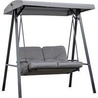 Outsunny 2 Seater Garden Swing Chair Outdoor Hammock Bench with Steel Frame Adjustable Tilting Canopy for Patio, Grey