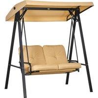 Outsunny Two-Seater Garden Swing Bench, with Adjustable Canopy - Beige Aosom UK