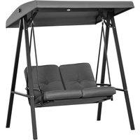 Outsunny Two-Seater Garden Swing Bench, with Adjustable Canopy - Dark Grey
