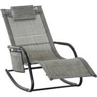 Outsunny Breathable Mesh Rocking Chair Patio Rocker Lounge for Indoor & Outdoor Recliner Seat w/ Removable Headrest for Garden, Dark Grey Aosom UK