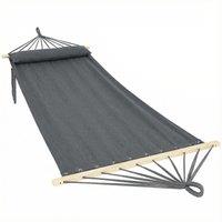 Outsunny Cotton Hammock, Soft Portable Swing Sleeping w/ Headrest & Side Pocket, Dark Grey