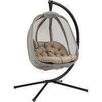 Outsunny Hanging Egg Chair, Folding Swing Hammock with Cushion and Stand for Indoor Outdoor, Patio G