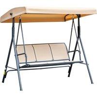 Outsunny Waterproof 3 Seater Swing Chair Canopy Replacement Outdoor Hammock w/ Canopy Steel Frame - Beige Aosom UK