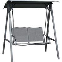 Outsunny 2 Seater Garden Swing Chair, Outdoor Canopy Swing Bench with Adjustable Shade and Metal Frame, Dark Grey