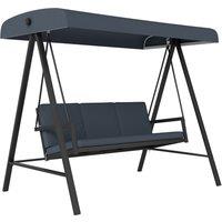 Outsunny Three-Seat Garden Swing Chair, with Adjustable Canopy - Dark Grey