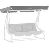 Outsunny Garden Swing Canopy Replacement 3 Seater, Windproof Anti-UV Sun Shade (Canopy Only) for Patio, Balcony, Dark Grey Aosom UK