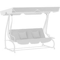 Outsunny Garden Swing Canopy Replacement 3 Seater, Waterproof Garden Swing Seat Canopy Cover, Windproof Anti-UV for Patio, Balcony, Light Grey