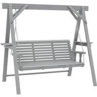 Outsunny Three-Seater Wooden Swing Bench, Dark Grey