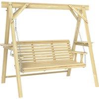 Outsunny Three-Seater Wooden Swing Bench