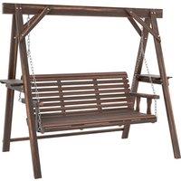 Outsunny Three-Seater Wooden Swing Bench