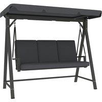 Outsunny Three-Seater Garden Swing Bench, with Adjustable Canopy - Dark Grey