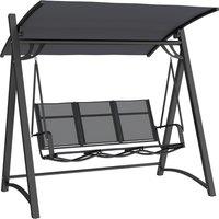Outsunny 3 Seater Swing Chair, Garden Swing Bench with Adjustable Tilting Canopy, Breathable Mesh Seat 360 kg Capacity, Grey