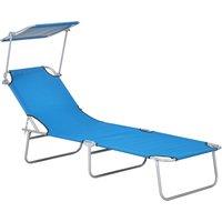 Outsunny Sun Lounger, with Adjustable Face Canopy - Bright Blue