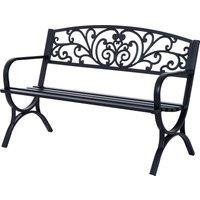 Outsunny 2-Seater Metal Garden Bench, Durable Outdoor Loveseat for Park or Porch, Elegant Design, Black Aosom UK