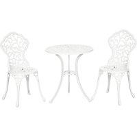 Outsunny 3 Pcs Aluminium Bistro Set Garden Furniture Dining Table Chairs Antique Outdoor Seat Patio 