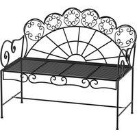 Outsunny Metal Garden Bench Loveseat with Slatted Seat, Black