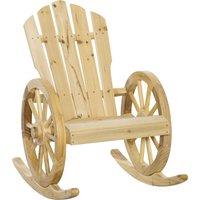 Outsunny Wooden Adirondack Rocking Chair Reclining Armchair Outdoor Garden Furniture Patio Porch Rocker - Natural