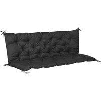Outsunny Garden Bench Cushion: Cosy Outdoor Seating Pad with Back Support and Ties, Black, 98 x 150 cm Aosom UK