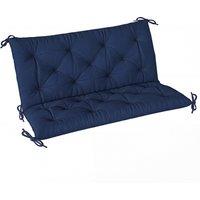 Outsunny 2 Seater Bench Pad, Garden Chair Cushion with Back and Ties for Indoor and Outdoor Use, 98 x 100 cm, Dark Blue