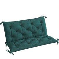 Outsunny 2 Seater Bench Pad, Garden Chair Cushion with Back and Ties for Indoor and Outdoor Use, 98 x 100 cm, Green