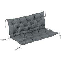 Outsunny Garden Bench Cushion, 2 Seater Swing Chair Cushion, Seat Pad with Ties for Indoor and Outdoor Use, 110 x 120 cm, Dark Grey Aosom UK