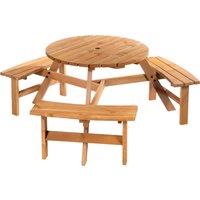 Outsunny Fir Wood Pub Set: 6-Seater Heavy-Duty Outdoor Dining Suite with Parasol Hole, Patio Aosom UK