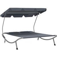 Outsunny Double Outdoor Bed, with Canopy - Light Grey