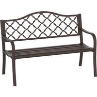 Outsunny Outdoor Garden Bench Antique Style Cast Iron 2 Seater Patio Porch Park Loveseat Chair Seater - Brown