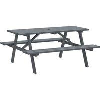 Outsunny 4 Seater Wooden Picnic Table Bench for Outdoor Garden or Patio with Parasol Cutout 150 cm Grey