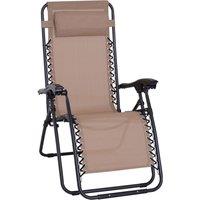 Outsunny Zero Gravity Chair Metal Frame Armchair Outdoor Folding Reclining Sun Lounger w/ Head Pillow for Patio Gardens Camping, Beige Aosom UK