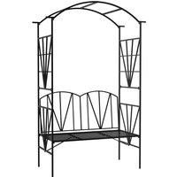 Outsunny Garden Bench, 2 Seater Outdoor Patio Bench, Metal Garden Loveseat with Arch for Vines and Climbing Plants, Black