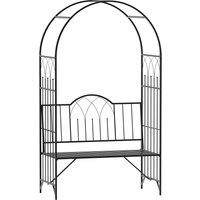 Outsunny Garden Metal Arch Bench Outdoor Patio Rose Trellis Arbour Pergola for Climbing Plant Antique Style 2-Seater Chair, Black Aosom UK