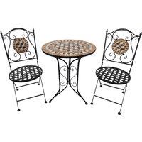 Outsunny 3 PCs Garden Mosaic Bistro Set Outdoor Patio 2 Folding Chairs & 1 Round Table Outdoor M